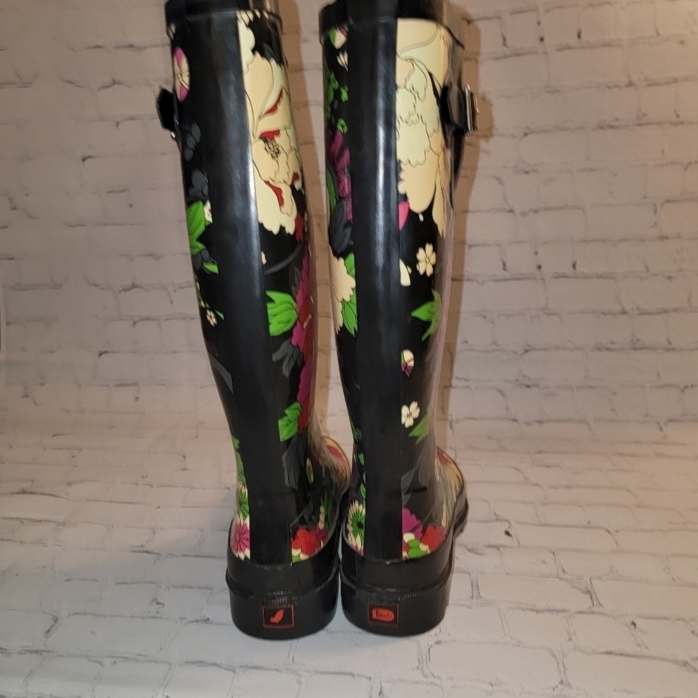 Sakroots Floral Knee High Rubber Rain Boots Size 6 - Picture 2 of 7